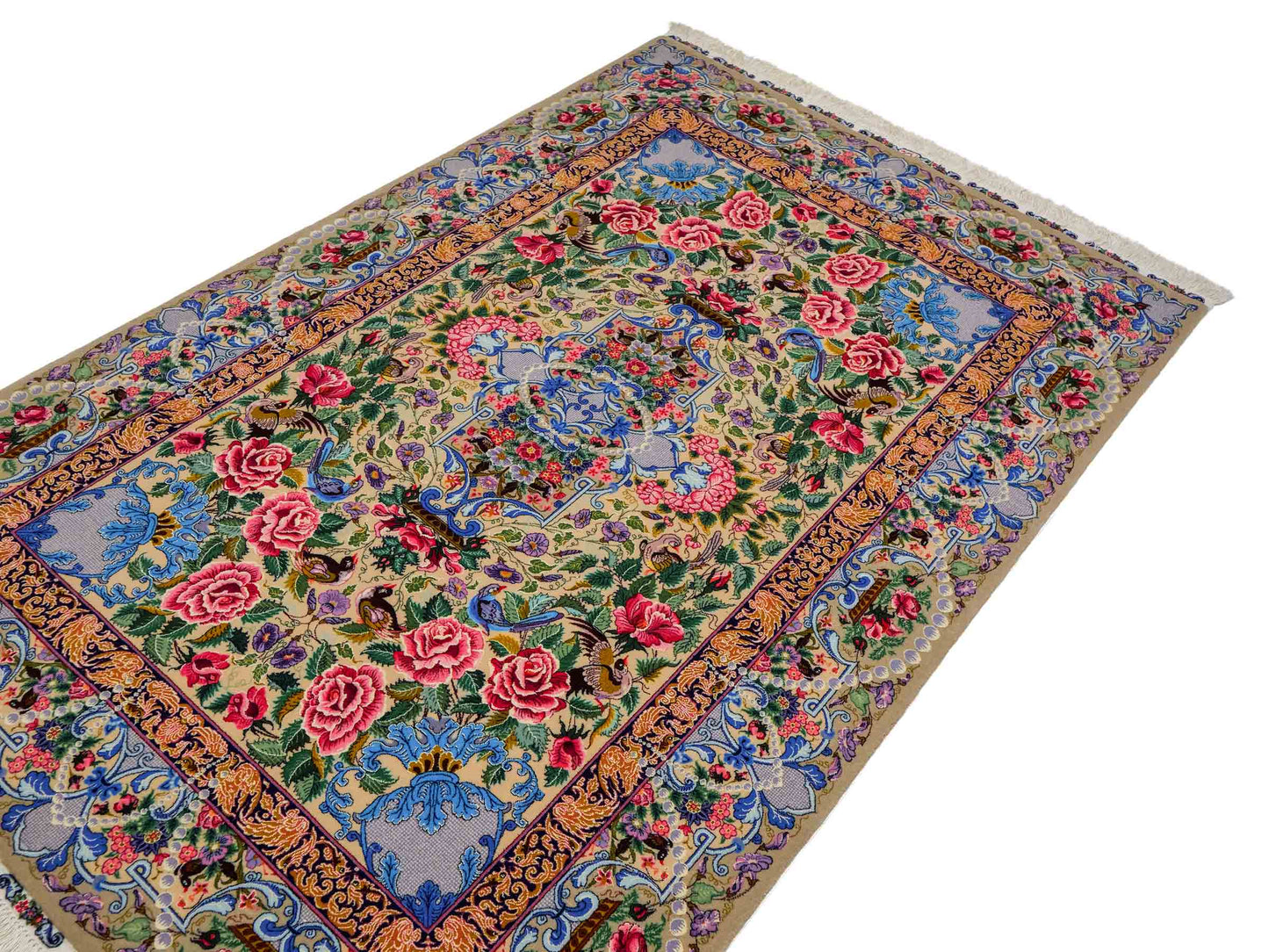Sehr feiner, handgeknüpfter Khademi Orientteppich mit Isfahan Design aus Wolle und Seide, grau. 190x123 cm. Vertrieb durch Jupiter Intl.
