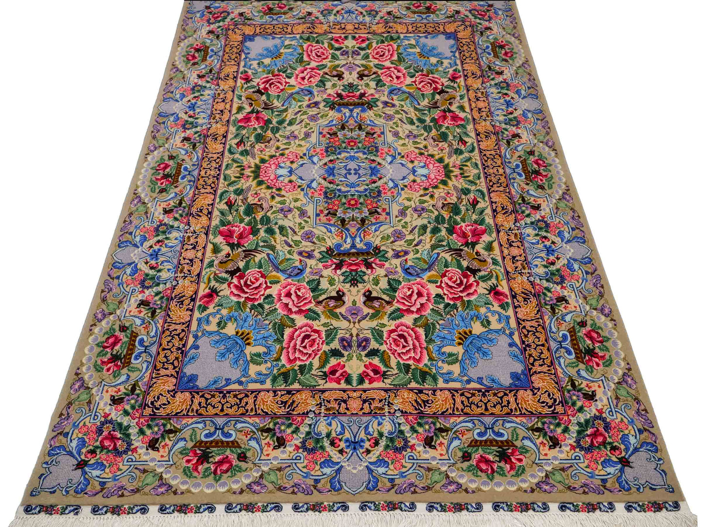 Sehr feiner, handgeknüpfter Khademi Orientteppich mit Isfahan Design aus Wolle und Seide, grau. 190x123 cm. Vertrieb durch Jupiter Intl.