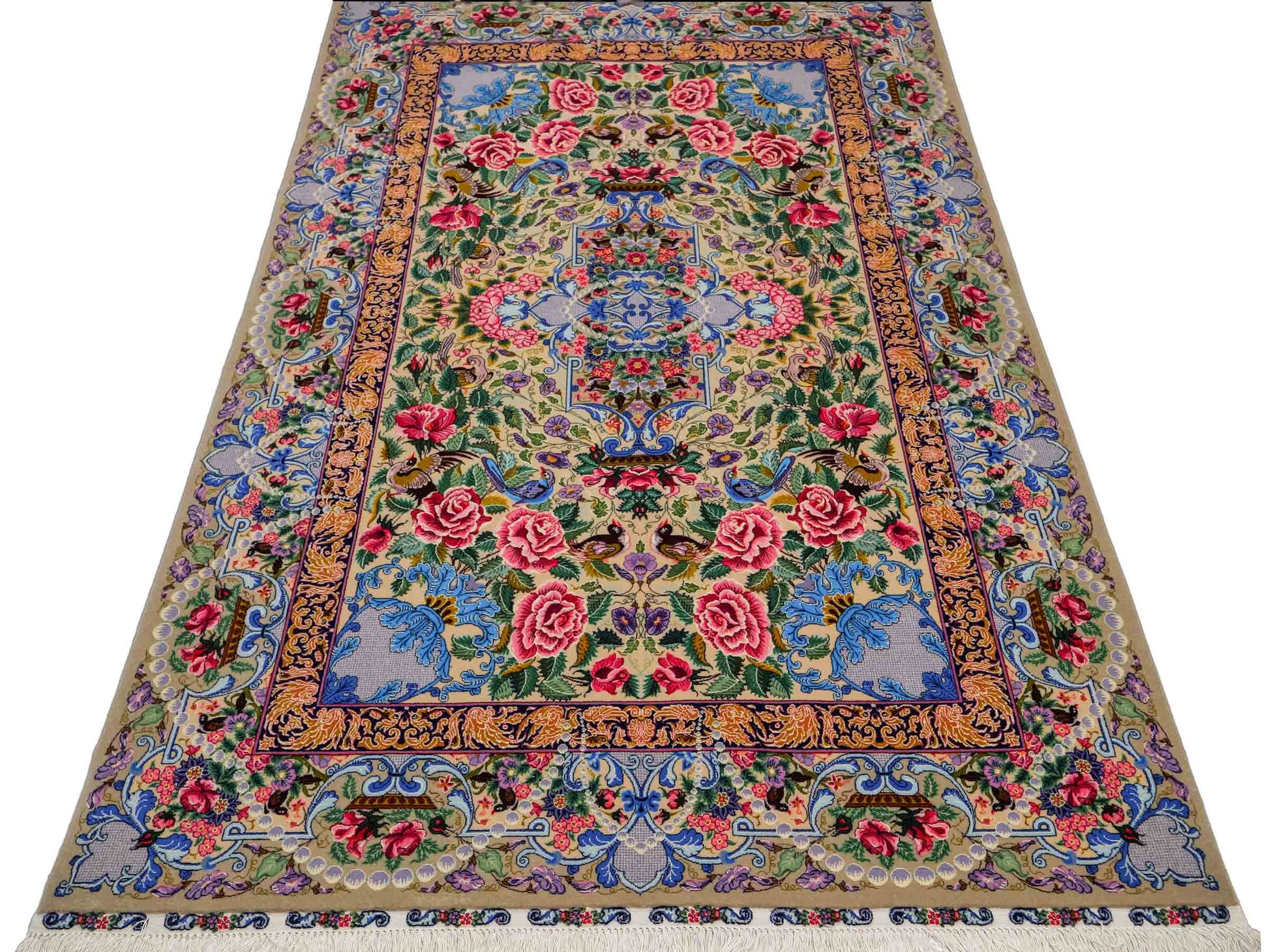 Sehr feiner, handgeknüpfter Khademi Orientteppich mit Isfahan Design aus Wolle und Seide, grau. 190x123 cm. Vertrieb durch Jupiter Intl.