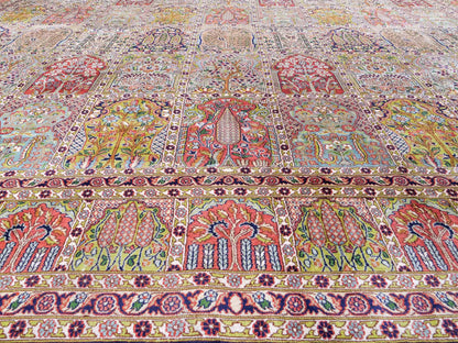 Sehr feiner, handgeknüpfter Kaschmir Seide Orientteppich von Khademi, blau, grün, multicolor. 311x303 cm. Verkauf durch Jupiter Intl.