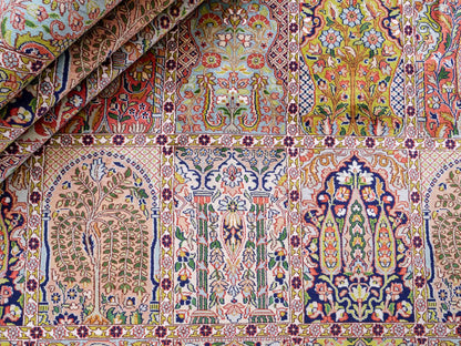 Sehr feiner, handgeknüpfter Kaschmir Seide Orientteppich von Khademi, blau, grün, multicolor. 311x303 cm. Verkauf durch Jupiter Intl.