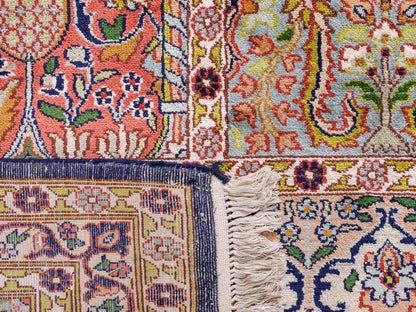 Sehr feiner, handgeknüpfter Kaschmir Seide Orientteppich von Khademi, blau, grün, multicolor. 311x303 cm. Verkauf durch Jupiter Intl.