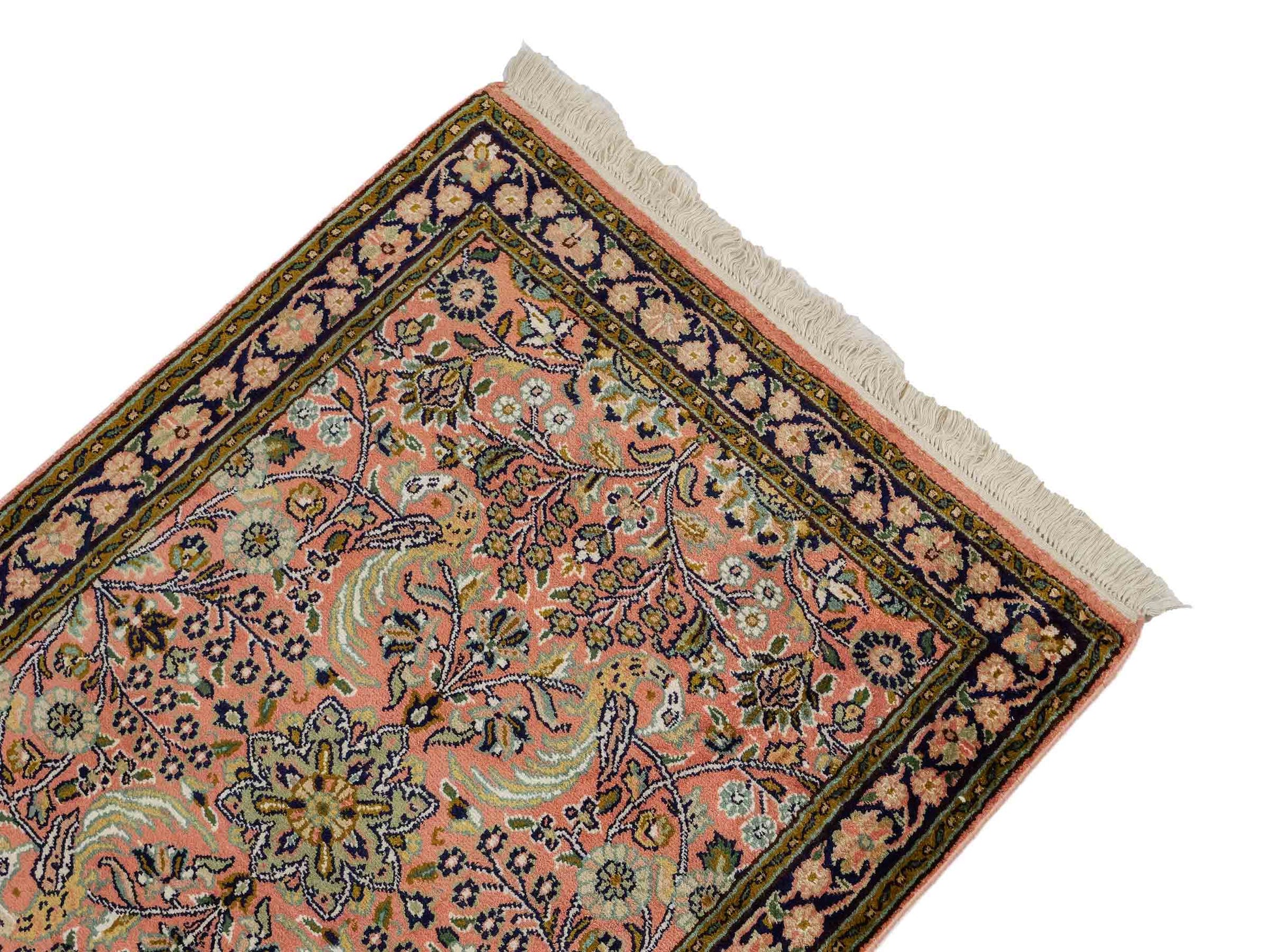 Feiner, handgeknüpfter Kaschmir Seide Orientteppich von Khademi, rost, rot. 92x63 cm. Verkauf durch Jupiter Intl.