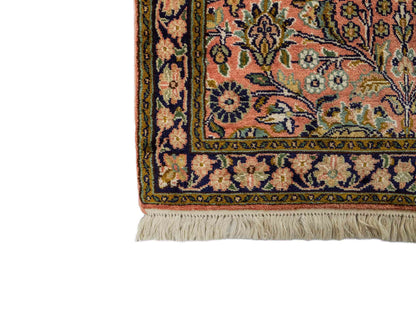 Feiner, handgeknüpfter Kaschmir Seide Orientteppich von Khademi, rost, rot. 92x63 cm. Verkauf durch Jupiter Intl.