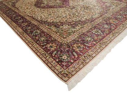 Sehr feiner, handgeknüpfter Kaschmir Seide Orientteppich von Khademi, creme, lila. 279x188 cm. Verkauf durch Jupiter Intl.