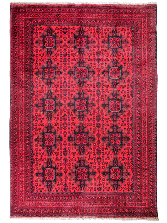 Feiner, handgeknüpfter Khal Mohammadi Orientteppich aus Wolle von Khademi. Größe: 290 x 197 cm. Farbe: Rot, blau. Verkauf durch JUPITER Intl.