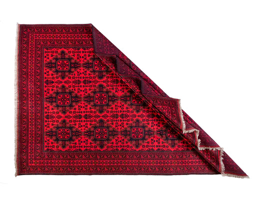 Feiner, handgeknüpfter Khal Mohammadi Orientteppich aus Wolle von Khademi. Größe: 290 x 197 cm. Farbe: Rot, blau. Verkauf durch JUPITER Intl.