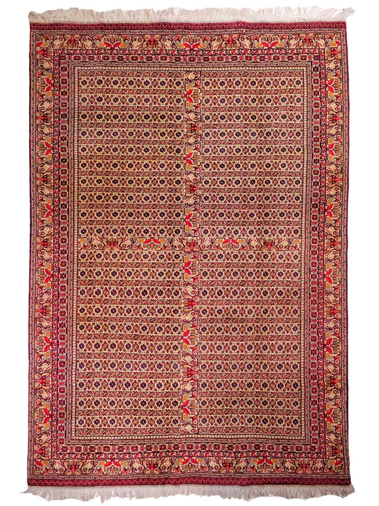 Feiner, handgeknüpfter Afghan Khal Mohammadi Orientteppich aus reiner Wolle mit Allover-Muster von Khademi. Größe: 300 x 205 cm. Farbe: Creme, rot. RB3-1J. Ursprung: Afghanistan. Verkauf durch JUPITER Intl.