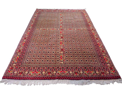 Feiner, handgeknüpfter Afghan Khal Mohammadi Orientteppich aus reiner Wolle mit Allover-Muster von Khademi. Größe: 300 x 205 cm. Farbe: Creme, rot. RB3-1J. Ursprung: Afghanistan. Verkauf durch JUPITER Intl.