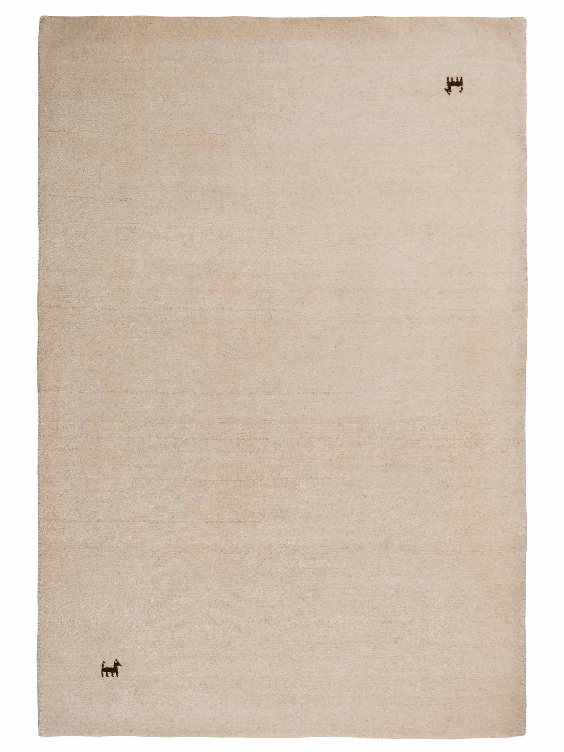 Moderner, Handloom Lori Gabbeh Orientteppich von Khademi aus Wolle, cremeweiß. Nomaden-Design. Produziert in Indien. Größe: 141x102cm. Teppichnummer: KB4-1561. Verkauf durch Jupiter Intl.