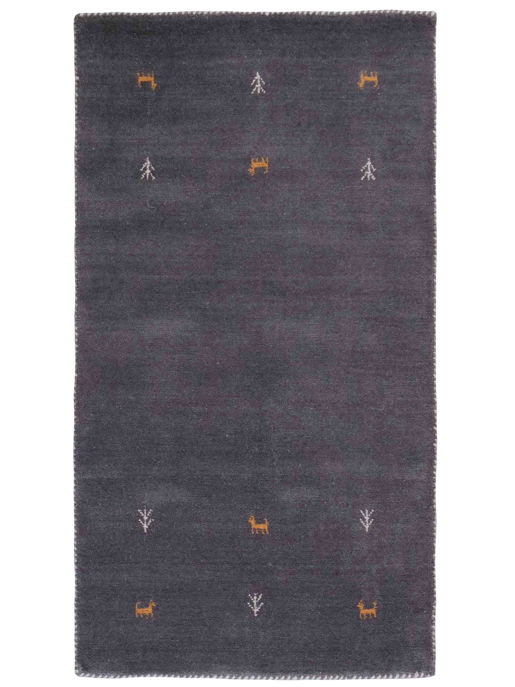 Moderner, Handloom Lori Gabbeh Orientteppich von Khademi aus Wolle, grau. Nomaden-Design. Produziert in Indien. Größe: 145x79cm. Teppichnummer: KB4-1538. Verkauf durch Jupiter Intl.