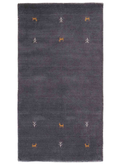 Moderner, Handloom Lori Gabbeh Orientteppich von Khademi aus Wolle, grau. Nomaden-Design. Produziert in Indien. Größe: 146x77cm. Teppichnummer: KB4-1535. Verkauf durch Jupiter Intl.