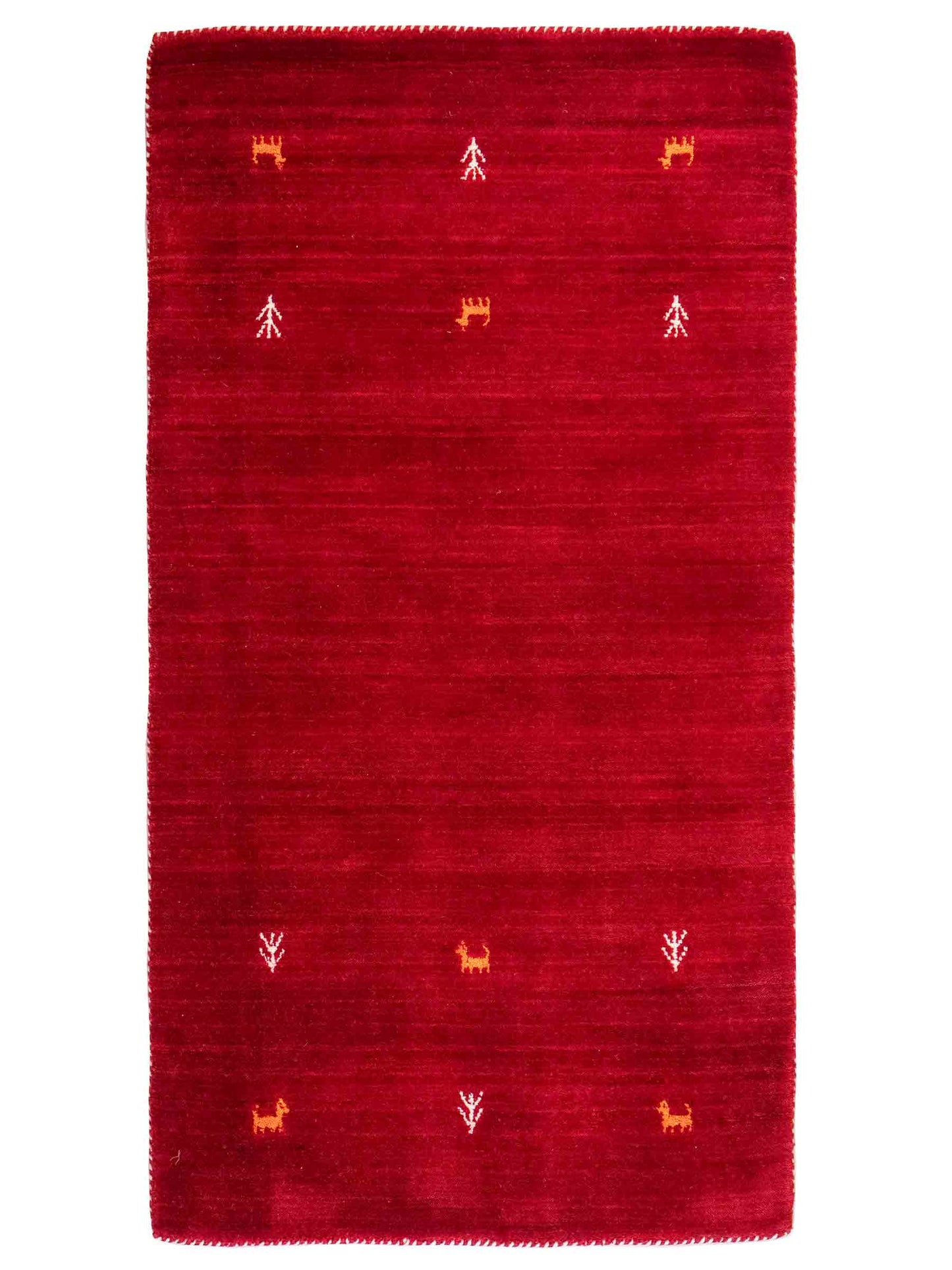 Moderner, Handloom Lori Gabbeh Orientteppich von Khademi aus Wolle, rot. mit Nomaden-Design. Produziert in Indien. Größe: 146x83cm. Teppichnummer: KB4-1511. Verkauf durch Jupiter Intl.