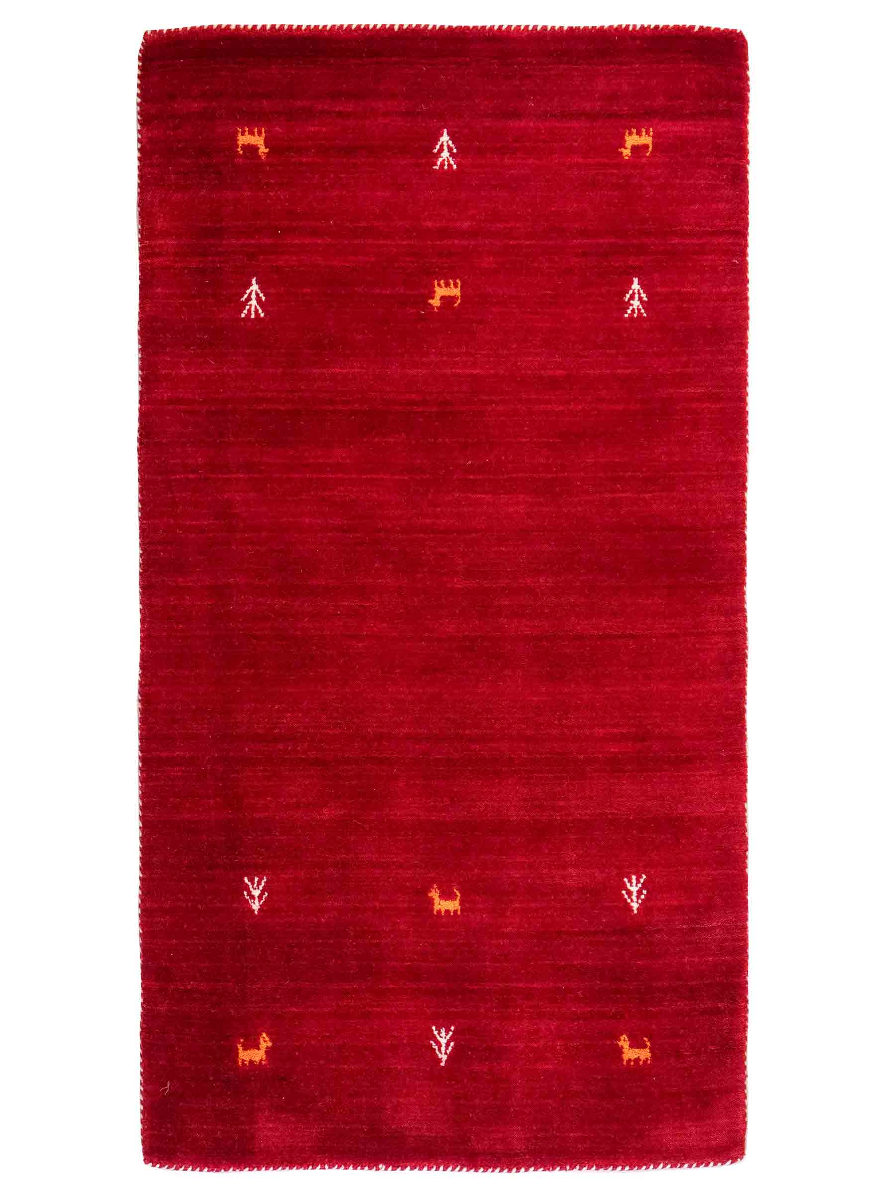 Moderner, Handloom Lori Gabbeh Orientteppich von Khademi aus Wolle, rot. mit Nomaden-Design. Produziert in Indien. Größe: 146x83cm. Teppichnummer: KB4-1511. Verkauf durch Jupiter Intl.