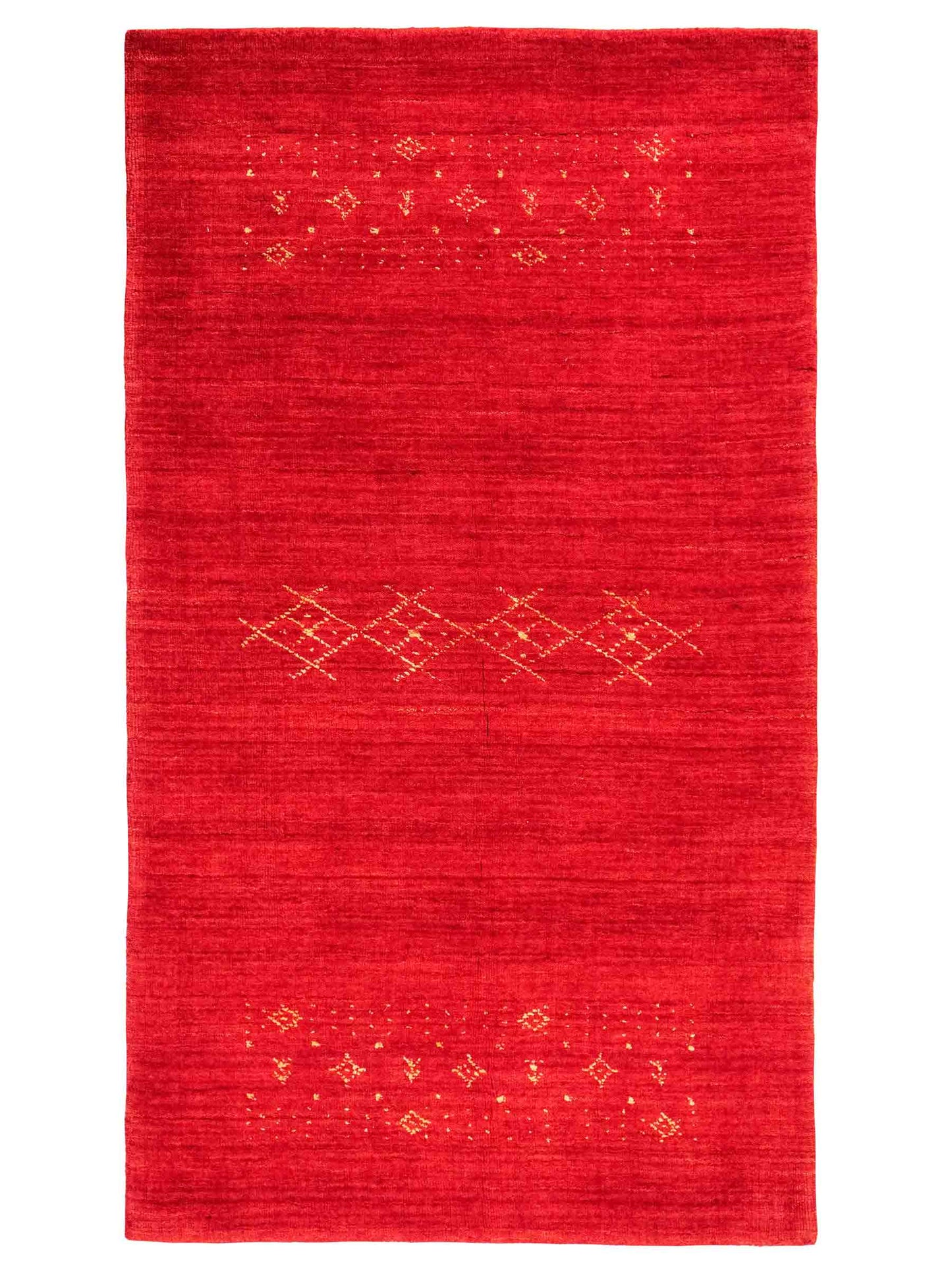 Moderner, Handloom Lori Gabbeh Orientteppich von Khademi aus Wolle, rot. Geometrisches Nomaden-Design. Produziert in Indien. Größe: 146x88cm. Teppichnummer: KB4-1508. Verkauf durch Jupiter Intl.