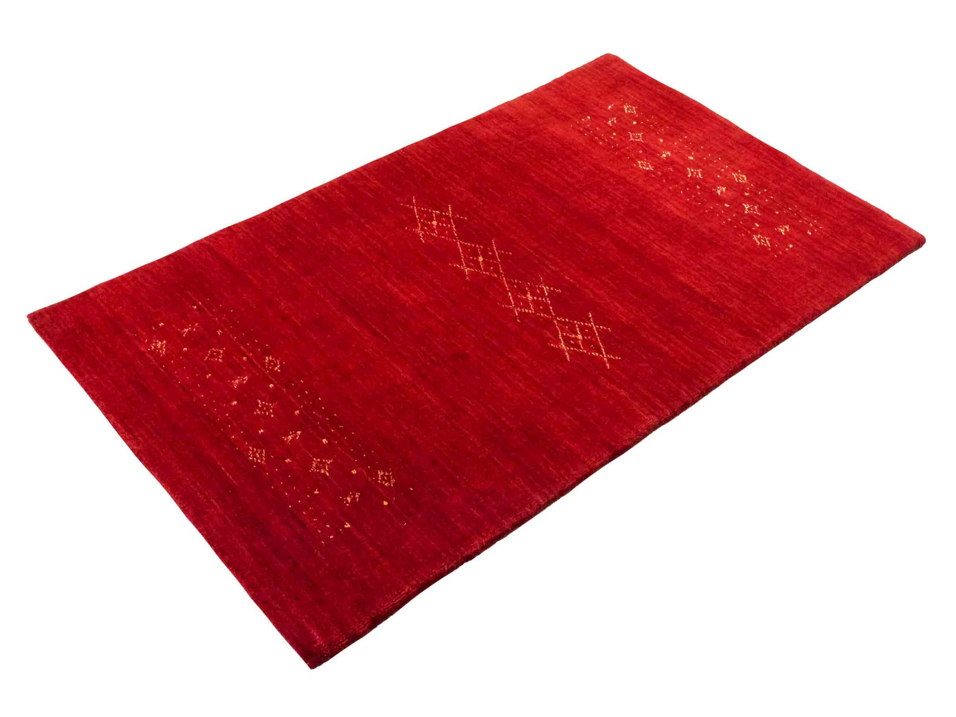 Moderner, Handloom Lori Gabbeh Orientteppich von Khademi aus Wolle, rot. Geometrisches Nomaden-Design. Produziert in Indien. Größe: 146x88cm. Teppichnummer: KB4-1508. Verkauf durch Jupiter Intl.