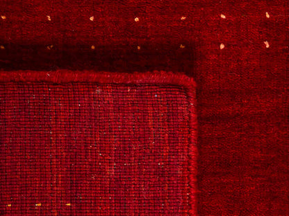 Moderner, Handloom Lori Gabbeh Orientteppich von Khademi aus Wolle, rot. Geometrisches Nomaden-Design. Produziert in Indien. Größe: 146x88cm. Teppichnummer: KB4-1510. Verkauf durch Jupiter Intl.