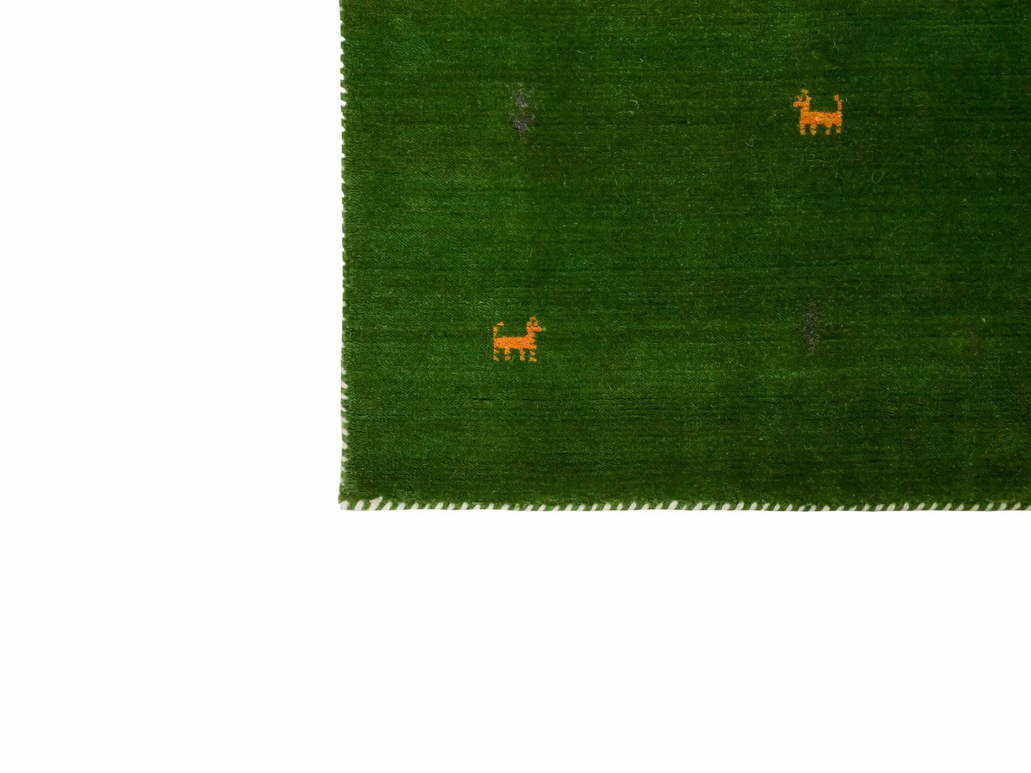 Moderner, Handloom Lori Gabbeh Orientteppich von Khademi aus Wolle, grün. Nomaden-Design. Produziert in Indien. Größe: 148x82cm. Teppichnummer: KB4-1560. Verkauf durch Jupiter Intl.