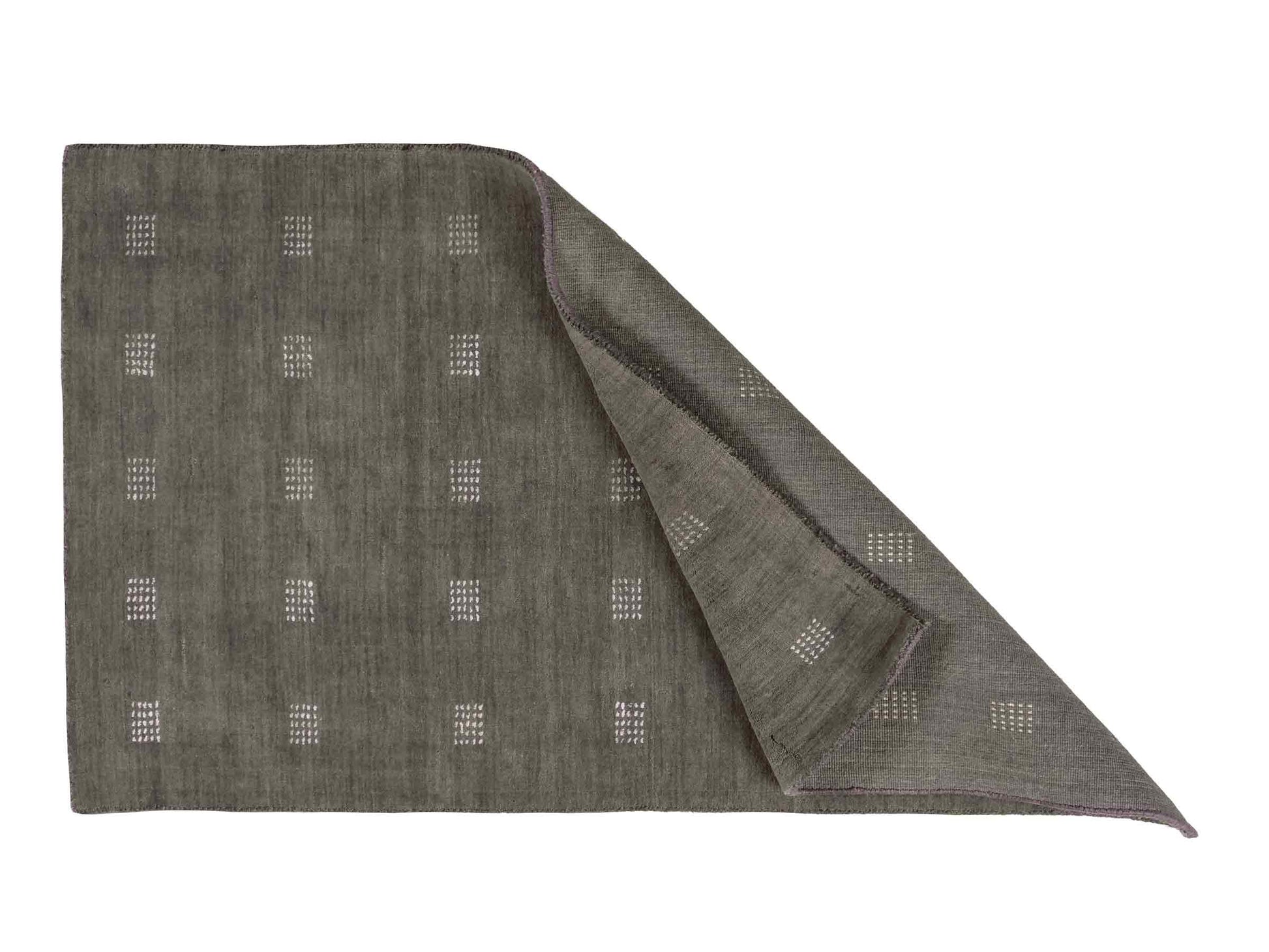 Moderner, Handloom Lori Gabbeh Orientteppich von Khademi aus Wolle, grau. Geometrisches Nomaden-Design. Produziert in Indien. Größe: 148x87cm. Teppichnummer: KB4-1544. Verkauf durch Jupiter Intl.