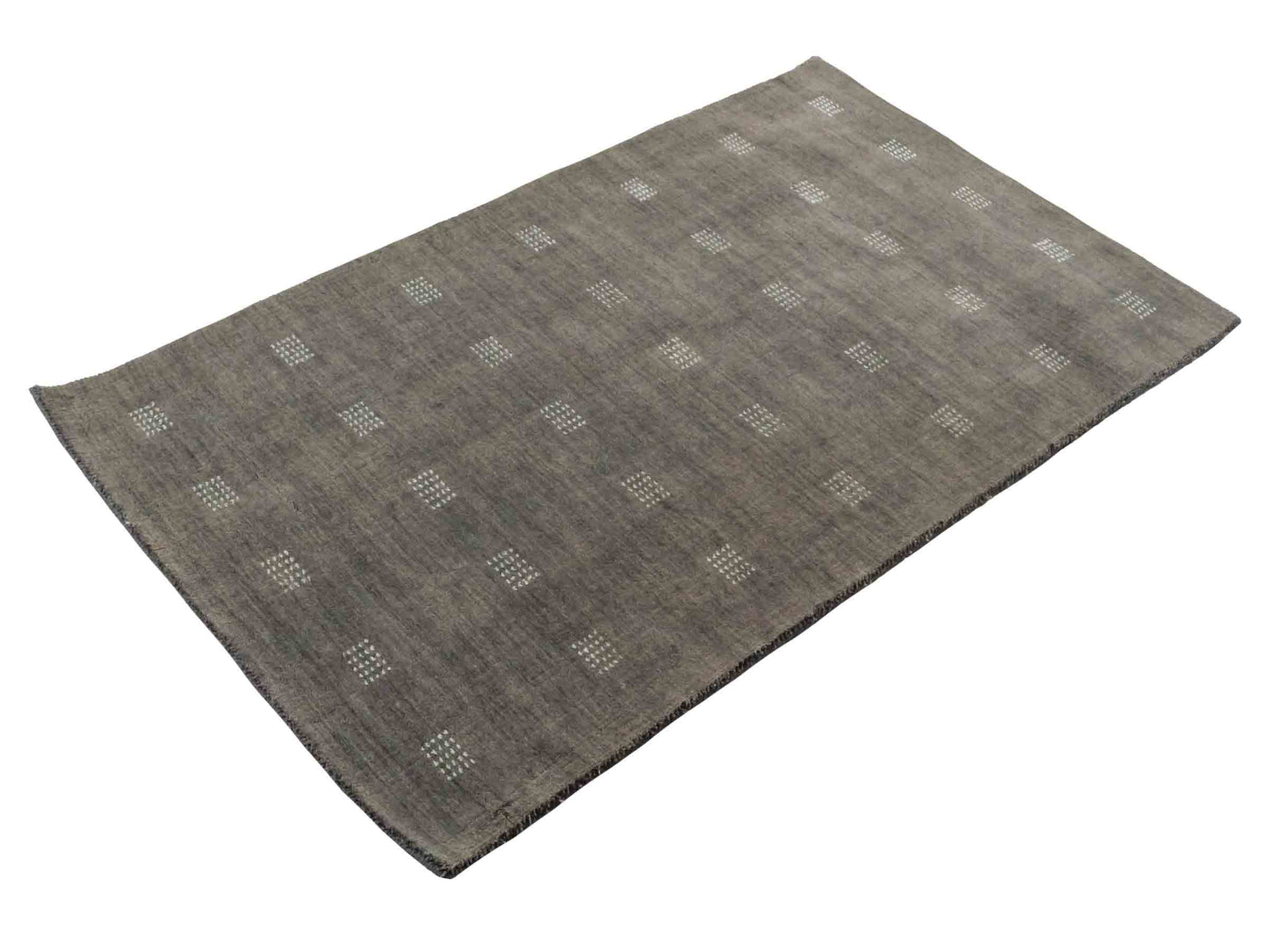 Moderner, Handloom Lori Gabbeh Orientteppich von Khademi aus Wolle, grau. Geometrisches Nomaden-Design. Produziert in Indien. Größe: 148x87cm. Teppichnummer: KB4-1544. Verkauf durch Jupiter Intl.