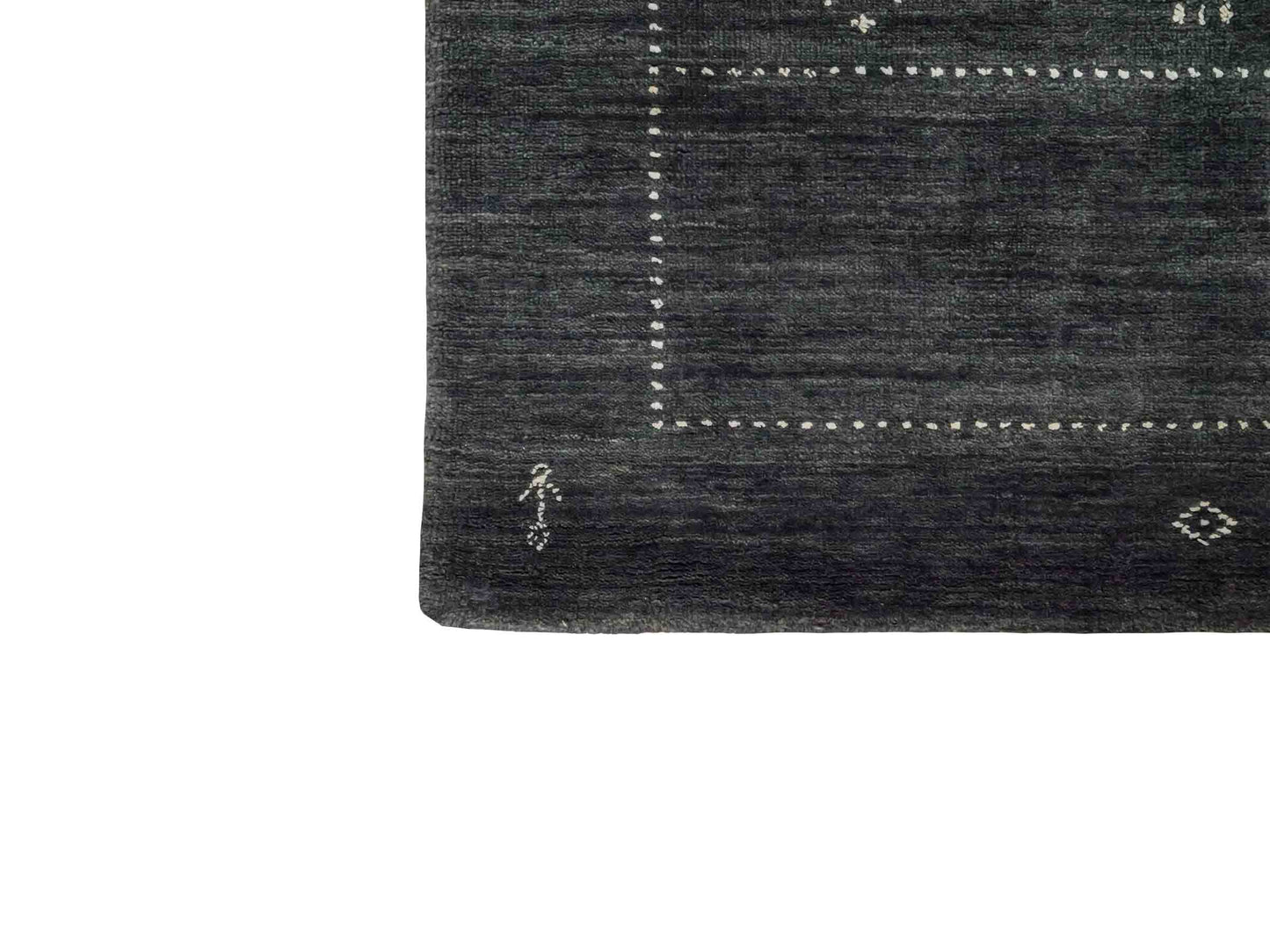 Moderner, Handloom Lori Gabbeh Orientteppich von Khademi aus Wolle, anthrazit. Geometrisches Nomaden-Design. Produziert in Indien. Größe: 150x91cm. Teppichnummer: KB4-1551. Verkauf durch Jupiter Intl.