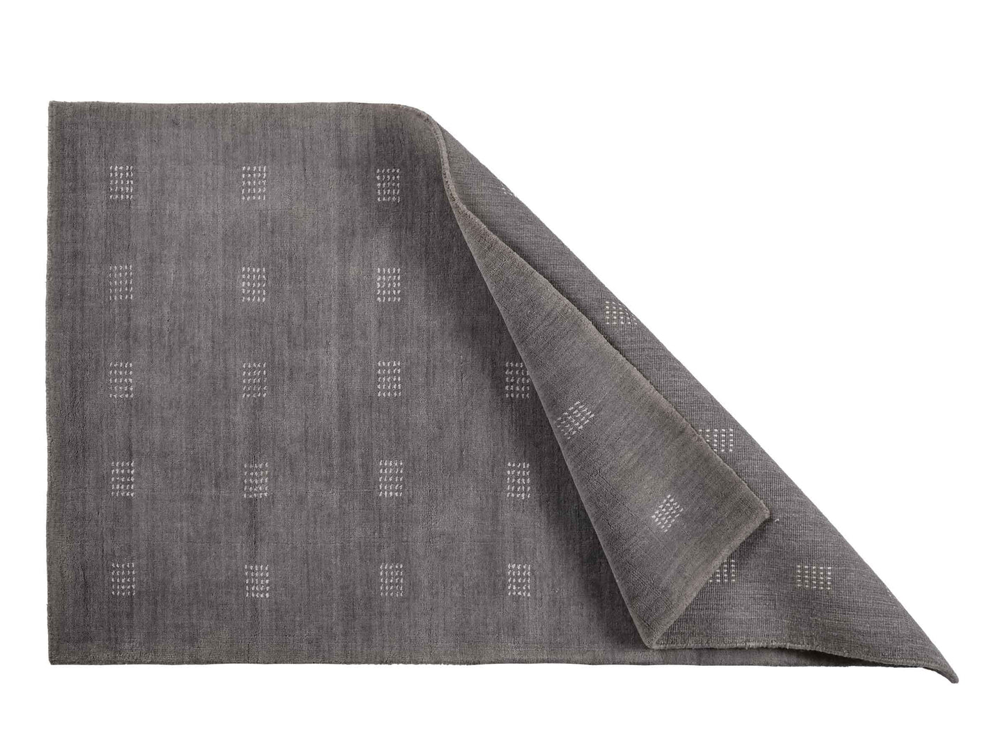 Moderner, Handloom Lori Gabbeh Orientteppich von Khademi aus Wolle, grau. Geometrisches Nomaden-Design. Produziert in Indien. Größe: 150x91cm. Teppichnummer: KB4-1546. Verkauf durch Jupiter Intl.