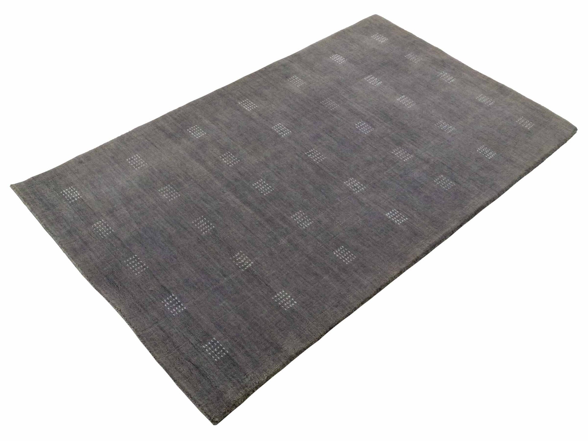 Moderner, Handloom Lori Gabbeh Orientteppich von Khademi aus Wolle, grau. Geometrisches Nomaden-Design. Produziert in Indien. Größe: 150x91cm. Teppichnummer: KB4-1546. Verkauf durch Jupiter Intl.