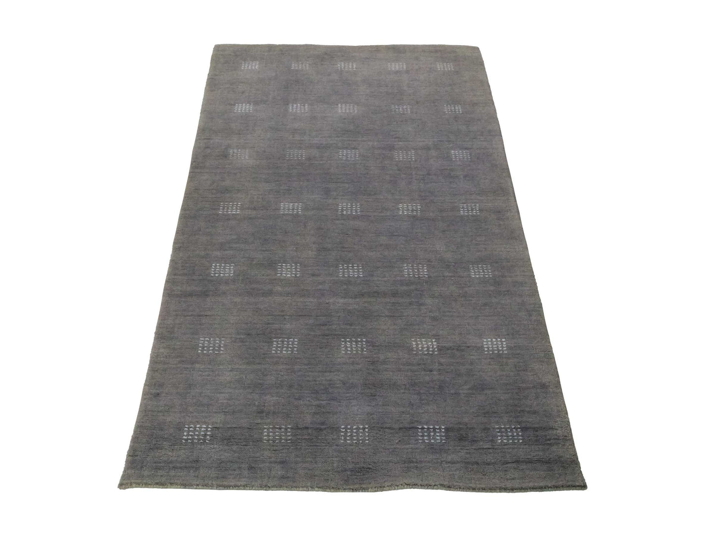 Moderner, Handloom Lori Gabbeh Orientteppich von Khademi aus Wolle, grau. Geometrisches Nomaden-Design. Produziert in Indien. Größe: 150x91cm. Teppichnummer: KB4-1546. Verkauf durch Jupiter Intl.