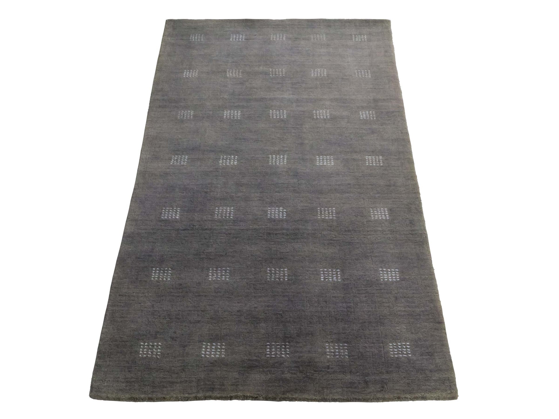 Moderner, Handloom Lori Gabbeh Orientteppich von Khademi aus Wolle, grau. Geometrisches Nomaden-Design. Produziert in Indien. Größe: 150x91cm. Teppichnummer: KB4-1546. Verkauf durch Jupiter Intl.