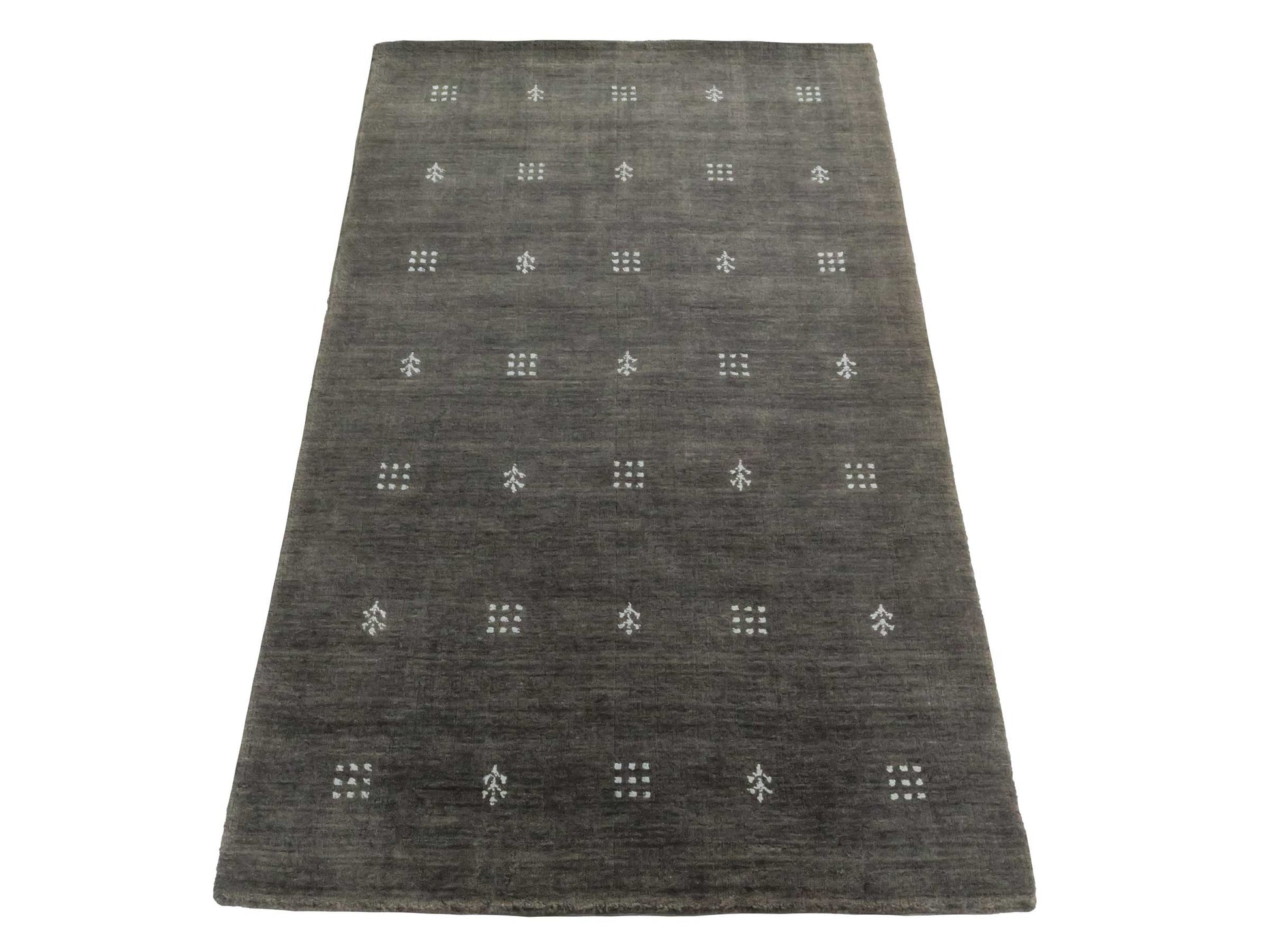 Moderner, Handloom Lori Gabbeh Orientteppich von Khademi aus Wolle, grau. Geometrisches Nomaden-Design. Produziert in Indien. Größe: 151x93cm. Teppichnummer: KB4-1557. Verkauf durch Jupiter Intl.