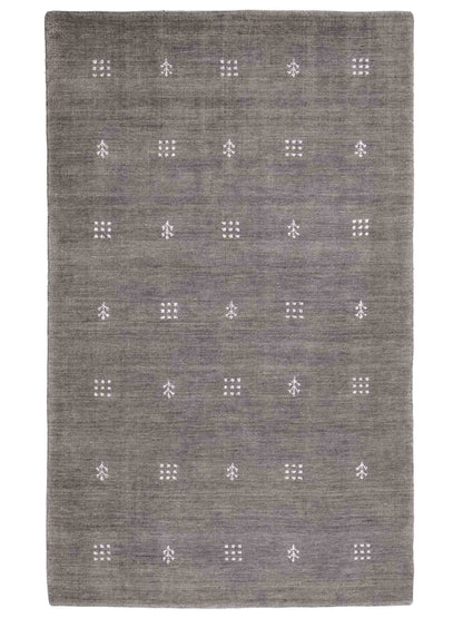 Moderner, Handloom Lori Gabbeh Orientteppich von Khademi aus Wolle, grau. Geometrisches Nomaden-Design. Produziert in Indien. Größe: 152x91cm. Teppichnummer: KB4-1550. Verkauf durch Jupiter Intl.