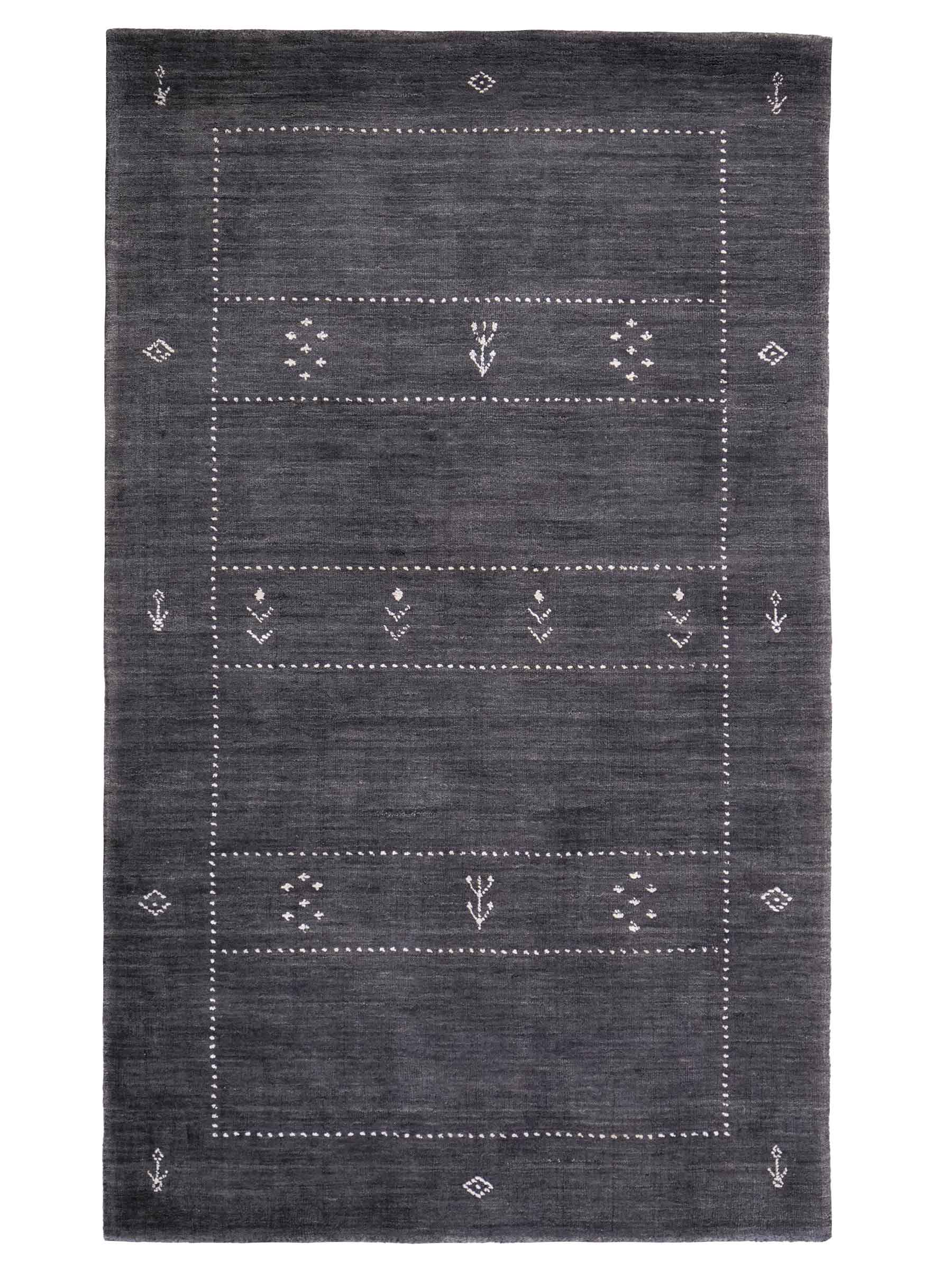 Moderner, Handloom Lori Gabbeh Orientteppich von Khademi aus Wolle, anthrazit. Nomaden-Design. Produziert in Indien. Größe: 152x92cm. Teppichnummer: KB4-1543. Verkauf durch Jupiter Intl.