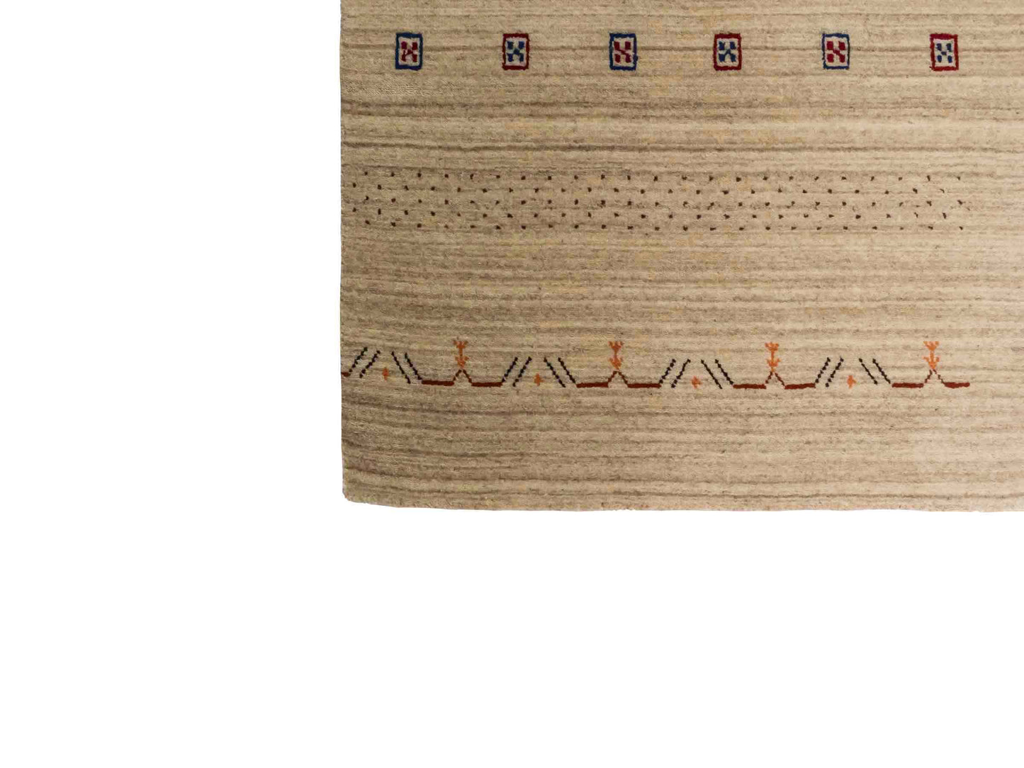 Moderner, Handloom Lori Orientteppich von Khademi aus Wolle, cremeweiß. Geometrisches Design. Produziert in Indien. Größe: 153x83cm. Teppichnummer: KB4-1529. Verkauf durch Jupiter Intl.