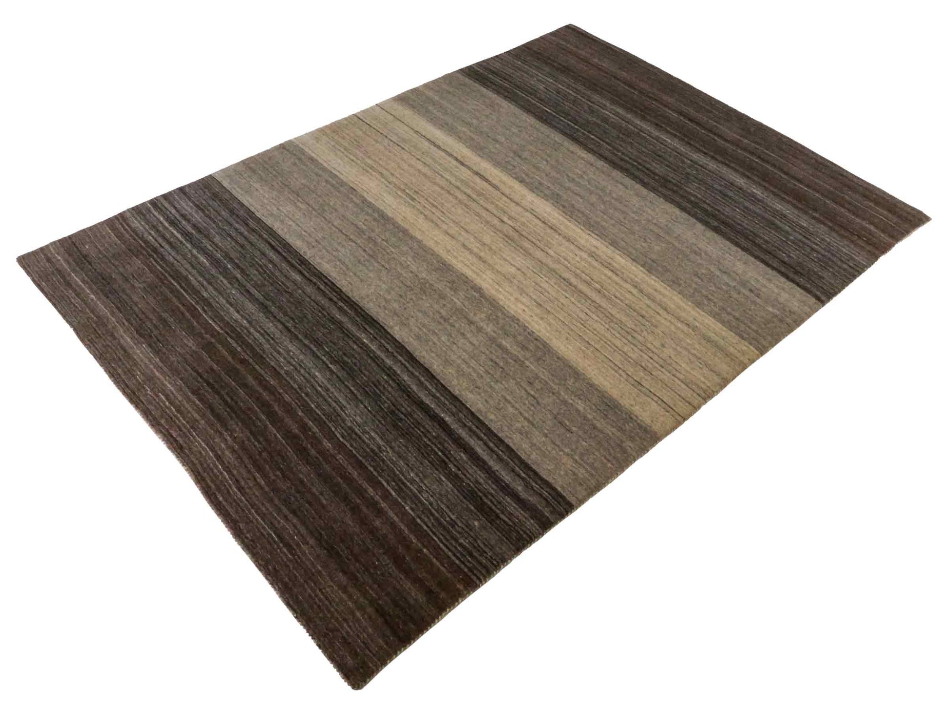 Moderner, Handloom Lori Gabbeh Orientteppich von Khademi aus Wolle, braun, grau, beige. Geometrisches Nomaden-Design. Produziert in Indien. Größe: 198x136cm. Teppichnummer: KB4-1782. Verkauf durch Jupiter Intl.