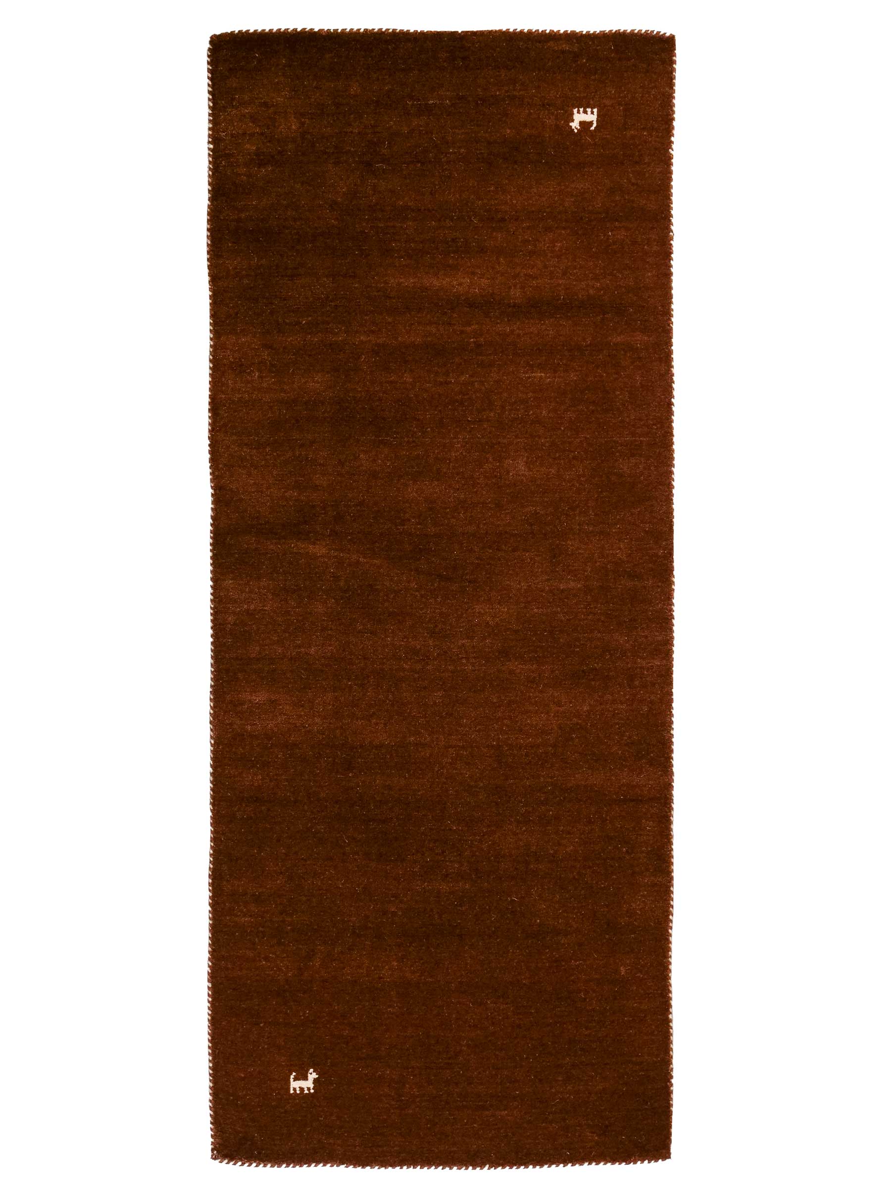 Moderner, Handloom Lori Gabbeh Orientteppich von Khademi aus Wolle, braun. Nomaden-Design. Produziert in Indien. Größe: 198x76cm. Teppichnummer: KB4-1595. Verkauf durch Jupiter Intl.