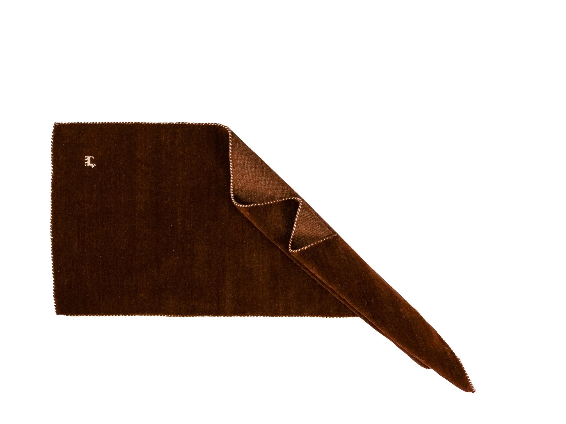 Moderner, Handloom Lori Gabbeh Orientteppich von Khademi aus Wolle, braun. Nomaden-Design. Produziert in Indien. Größe: 198x76cm. Teppichnummer: KB4-1595. Verkauf durch Jupiter Intl.