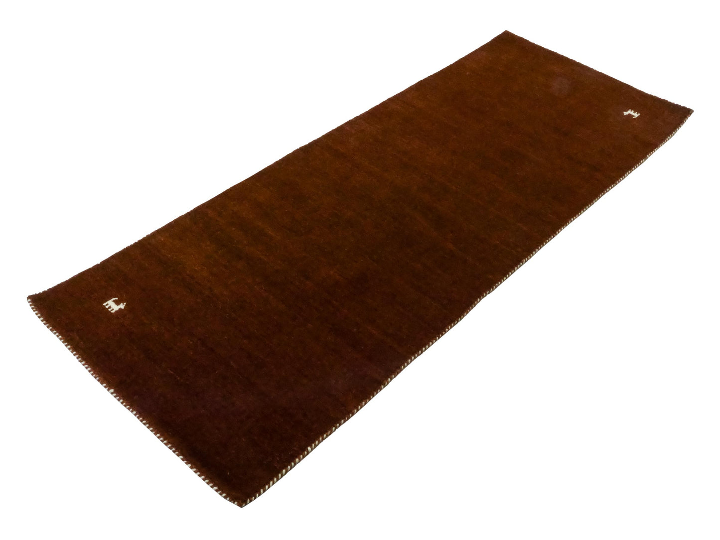 Moderner, Handloom Lori Gabbeh Orientteppich von Khademi aus Wolle, braun. Nomaden-Design. Produziert in Indien. Größe: 198x76cm. Teppichnummer: KB4-1595. Verkauf durch Jupiter Intl.