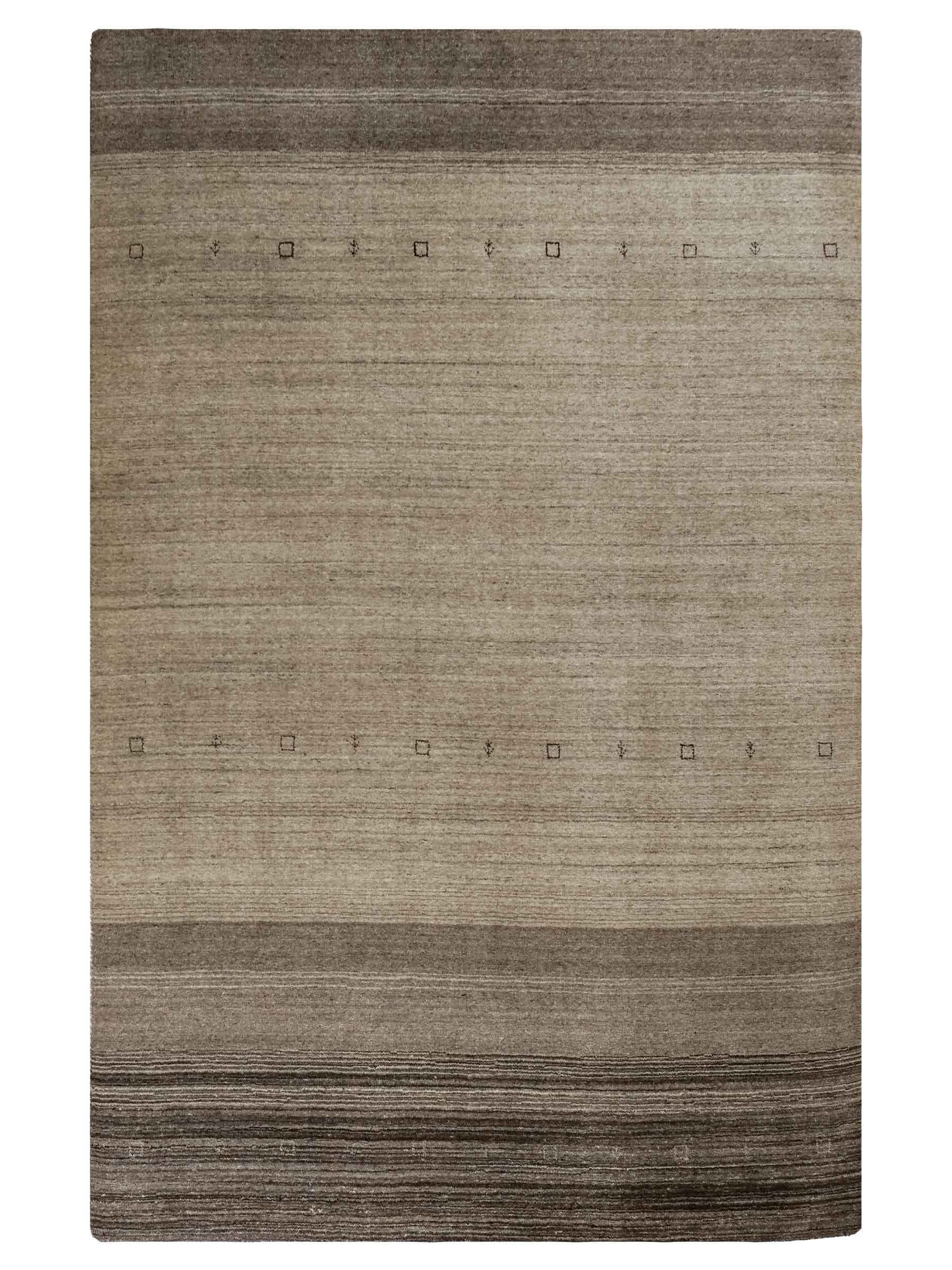 Moderner, Handloom Lori Gabbeh Orientteppich von Khademi aus Wolle, braun, grau, cremeweiß. Geometrisches Nomaden-Design. Produziert in Indien. Größe: 199x138cm. Teppichnummer: KB4-1773. Verkauf durch Jupiter Intl.