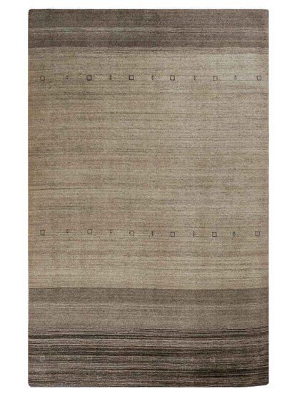 Moderner, Handloom Lori Gabbeh Orientteppich von Khademi aus Wolle, braun, grau, cremeweiß. Geometrisches Nomaden-Design. Produziert in Indien. Größe: 199x138cm. Teppichnummer: KB4-1773. Verkauf durch Jupiter Intl.