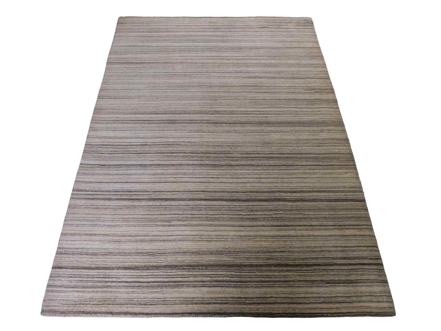 Moderner, Handloom Lori Gabbeh Orientteppich von Khademi aus Wolle, cremeweiß, grau, braun. Geometrisches Nomaden-Design. Produziert in Indien. Größe: 200x140cm. Teppichnummer: KB4-1795. Verkauf durch Jupiter Intl.