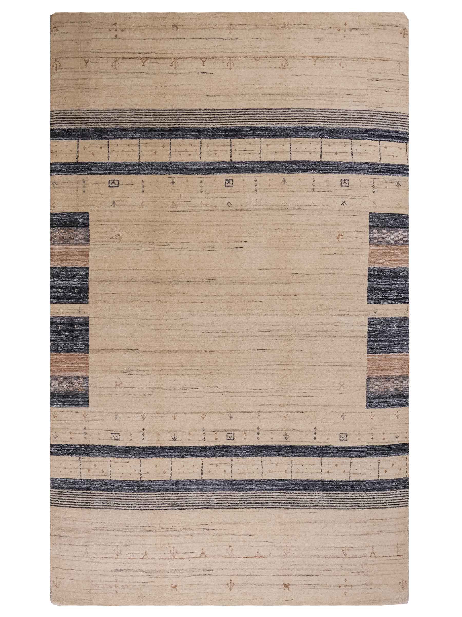 Moderner, Handloom Lori Gabbeh Orientteppich von Khademi aus Wolle, blau, cremeweiß. Geometrisches Nomaden-Design. Produziert in Indien. Größe: 201x134cm. Teppichnummer: KB4-1775. Verkauf durch Jupiter Intl.