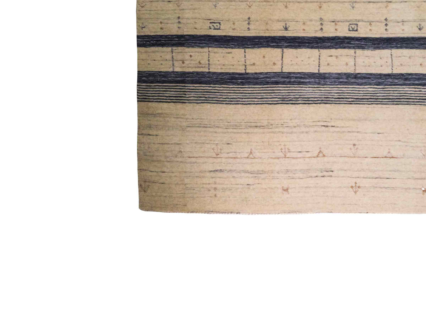 Moderner, Handloom Lori Gabbeh Orientteppich von Khademi aus Wolle, blau, cremeweiß. Geometrisches Nomaden-Design. Produziert in Indien. Größe: 201x134cm. Teppichnummer: KB4-1775. Verkauf durch Jupiter Intl.