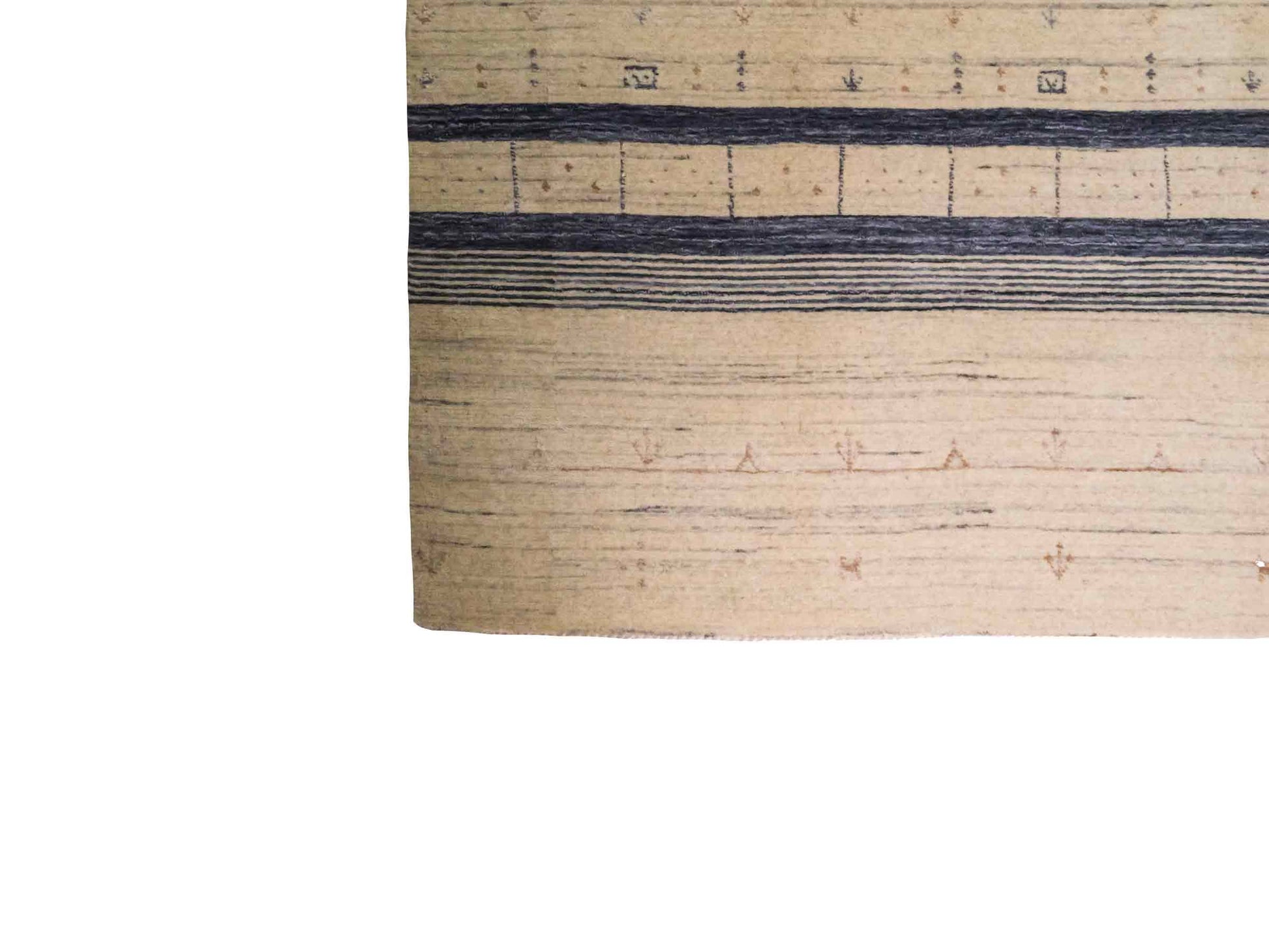 Moderner, Handloom Lori Gabbeh Orientteppich von Khademi aus Wolle, blau, cremeweiß. Geometrisches Nomaden-Design. Produziert in Indien. Größe: 201x134cm. Teppichnummer: KB4-1775. Verkauf durch Jupiter Intl.