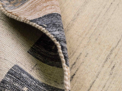 Moderner, Handloom Lori Gabbeh Orientteppich von Khademi aus Wolle, blau, cremeweiß. Geometrisches Nomaden-Design. Produziert in Indien. Größe: 201x134cm. Teppichnummer: KB4-1775. Verkauf durch Jupiter Intl.