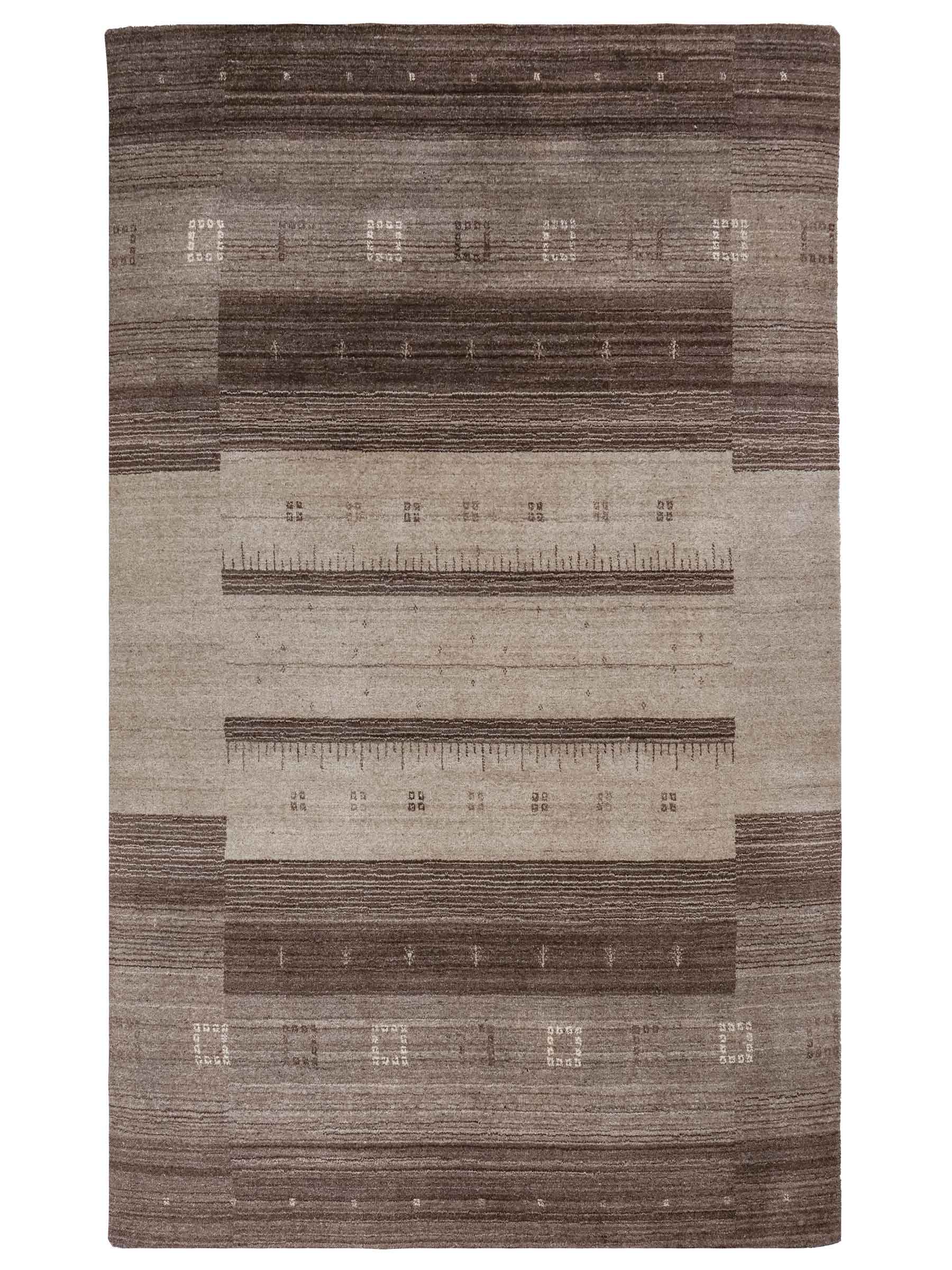 Moderner, Handloom Lori Gabbeh Orientteppich von Khademi aus Wolle, braun, grau. Geometrisches Nomaden-Design. Produziert in Indien. Größe: 201x137cm. Teppichnummer: KB4-1769. Verkauf durch Jupiter Intl.