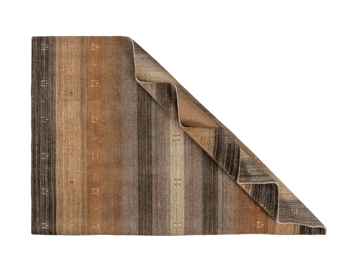 Moderner, Handloom Lori Gabbeh Orientteppich von Khademi aus Wolle, braun, grau, beige. Geometrisches Nomaden-Design. Produziert in Indien. Größe: 202x138cm. Teppichnummer: KB4-1781. Verkauf durch Jupiter Intl.