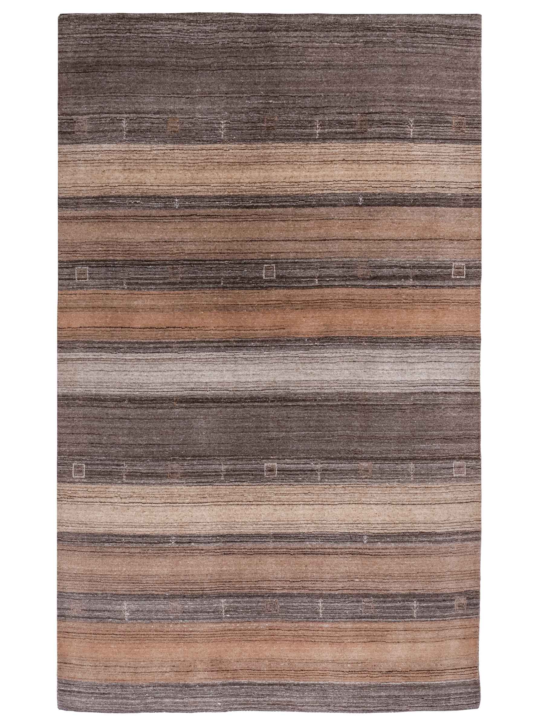 Moderner, Handloom Lori Gabbeh Orientteppich von Khademi aus Wolle, braun, grau, beige. Geometrisches Nomaden-Design. Produziert in Indien. Größe: 202x138cm. Teppichnummer: KB4-1789. Verkauf durch Jupiter Intl.