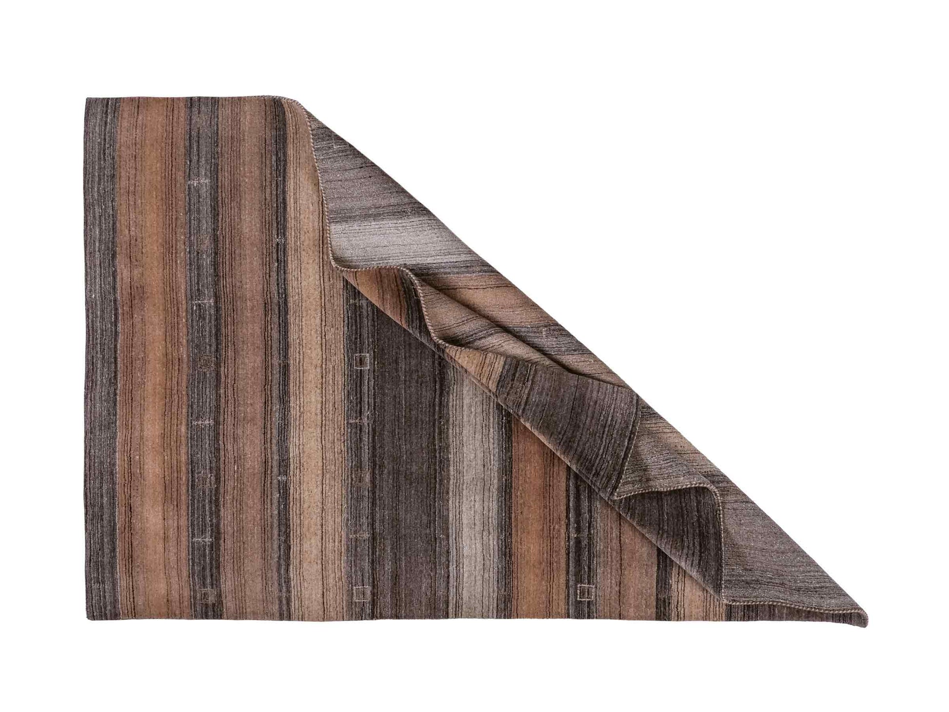 Moderner, Handloom Lori Gabbeh Orientteppich von Khademi aus Wolle, braun, grau, beige. Geometrisches Nomaden-Design. Produziert in Indien. Größe: 202x138cm. Teppichnummer: KB4-1789. Verkauf durch Jupiter Intl.