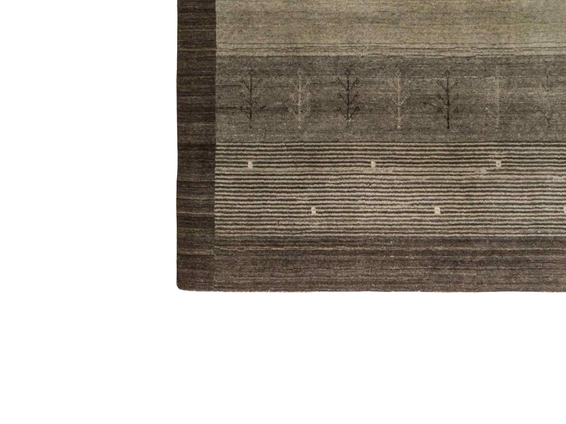 Moderner, Handloom Lori Gabbeh Orientteppich von Khademi aus Wolle, braun, grau, cremeweiß. Geometrisches Nomaden-Design. Produziert in Indien. Größe: 203x141cm. Teppichnummer: KB4-1784. Verkauf durch Jupiter Intl.