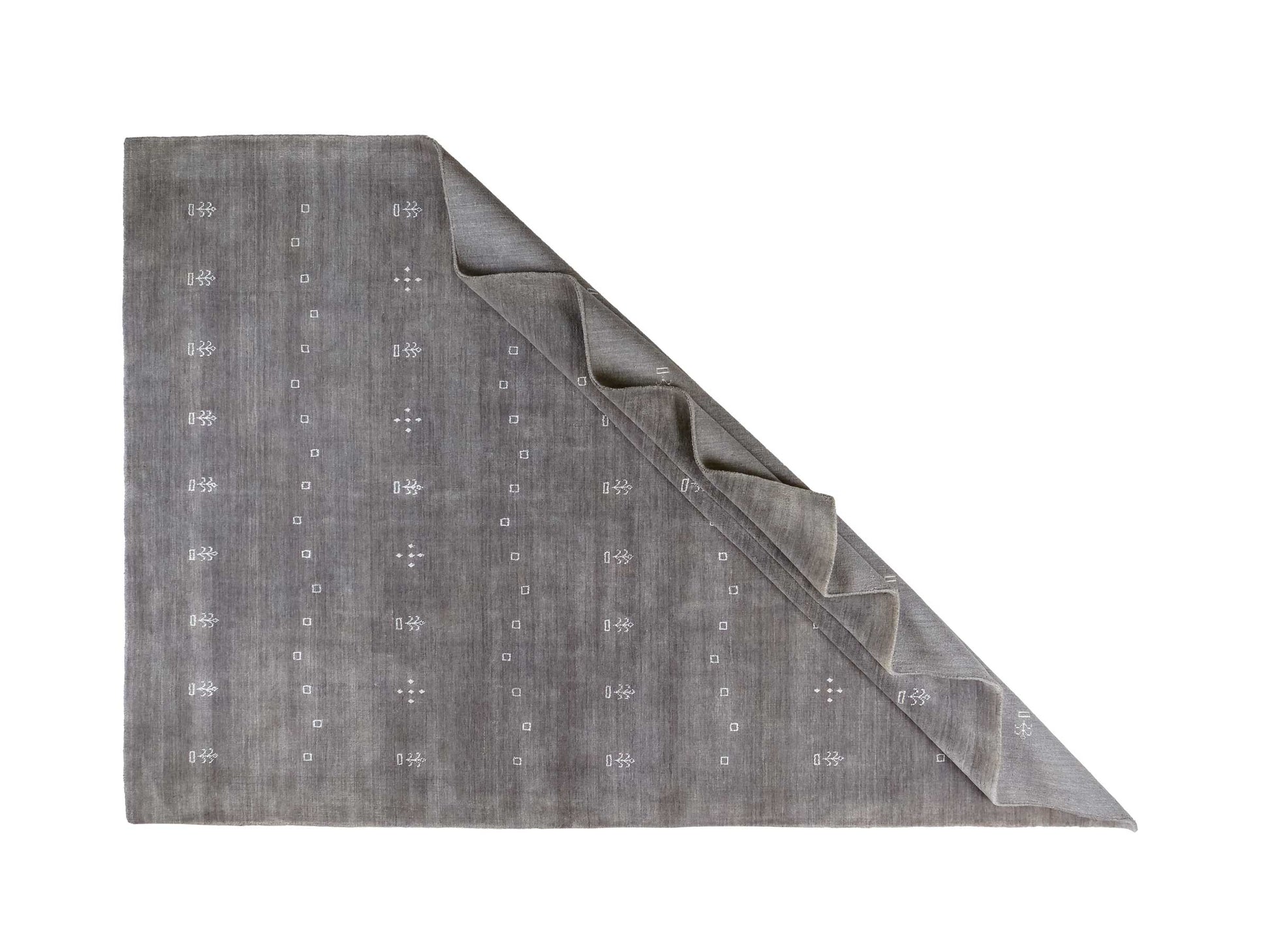 Moderner, Handloom Lori Gabbeh Orientteppich von Khademi aus Wolle, grau. Nomaden-Design. Produziert in Indien. Größe: 298x201cm. Teppichnummer: KB4-1612. Verkauf durch Jupiter Intl.